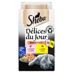 SHEBA Sachets fraîcheur en sauces 3 variétés pour chat Délices du jour
