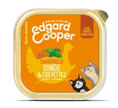 EDGARD & COOPER Barquette sans céréales dinde et crevette pour Chat