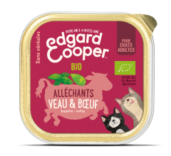 EDGARD & COOPER Barquette sans céréales veau et boeuf bio pour Chat