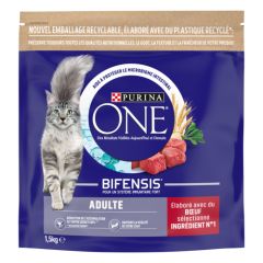 PURINA ONE Croquettes chat adulte au boeuf et aux céréales complètes 1,5 kg