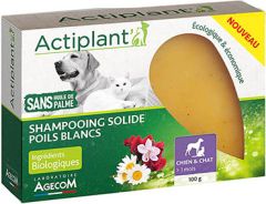Shampoing solide poils blancs pour chien et chat ACTIPLANT  100 g