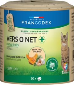 Antiparasitaire Vers O Net + pour chat FRANCODEX 30 comprimés