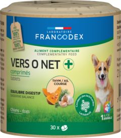 Antiparasitaire Vers O Net + pour petit chien FRANCODEX 30 comprimés (216g)