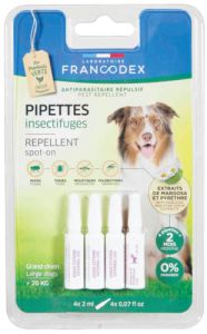 Pipettes antiparasites répulsives pour chien de + 20 kilos FRANCODEX