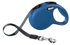 Laisse à enrouleur bleue avec sangle pour chien FLEXI NEW CLASSIC