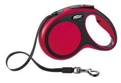 Laisse rouge à enrouleur avec sangle pour chien FLEXI NEW COMFORT