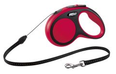 Laisse rouge avec enrouleur à cordon pour chien FLEXI NEW COMFORT