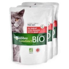 EQUILIBRE & INSTINCT Émincés bio pour chat au Bœuf 