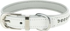 Collier Active Comfort avec strass en cuir blanc pour chien TRIXIE