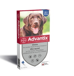 Pipettes antiparasitaires chien de grande taille 25 à 40 kg  ADVANTIX