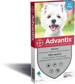 Pipettes antiparasitaires pour petits chiens de -10 kg  ADVANTIX