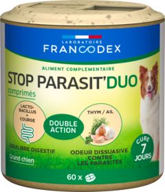 Antiparasitaire Stop parasit' duo pour grand chien FRANCODEX 60 comprimés