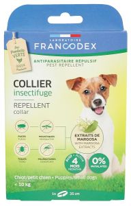Collier insectifuge pour chiots et petits chiens - 10 Kg FRANCODEX
