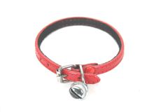 Collier cuir et feutrine rouge avec grelot pour chat MARTIN SELLIER