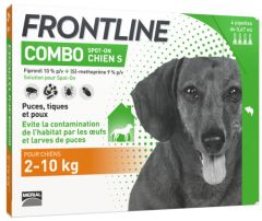 Pipettes anti-puces et anti-tiques chien de 2 à 10 kg FRONTLINE COMBO