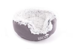 Corbeille igloo tout fourrure gris pour chien et chat MARTIN SELLIER