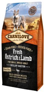 CARNILOVE Croquettes Digestion Fresh Autruche et Agneau pour chien petite race