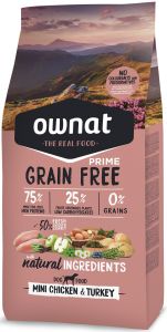 OWNAT Croquettes chien Prime Grain Free Mini Poulet et Dinde