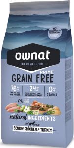 OWNAT Croquettes chien Prime Grain Free Poulet et Dinde pour senior Sans Céréales