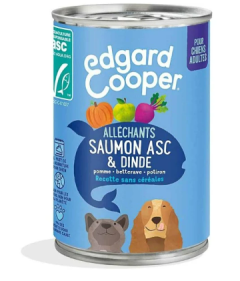 EDGARD COOPER Pâtée en boîte sans céréales au saumon et dinde pour chiens 400g