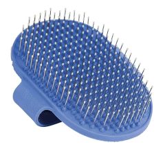 Etrille flexible bleue pour terrier à picots métalliques chien KERBL