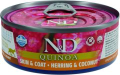 Farmina N&D Pâtée sans céréales pour chat quinoa hareng et noix de coco 80 g