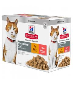 HILL’S SCIENCE PLAN Young Sterilised Pack mixte. 12x85 g. Pâtée chat