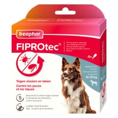 FIPROTEC Solution spot-on pour chien 10 à 20 kg contre puces et tiques BEAPHAR 4 x 1,34 ml