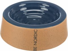 Gamelle en céramique bleu foncé et beige pour chien BE NORDIC