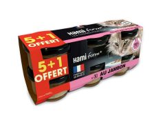HAMI FORM Pack de 6 pâtées recette n°30 au jambon pour chat