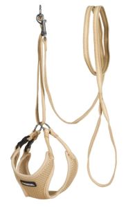 Harnais chien de petite taille avec laisse beige KERBL