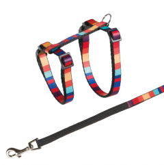 Harnais multicolore pour chat avec laisse TRIXIE
