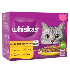 WHISKAS Sachets fraîcheur Festins à  la Volaille en sauce pour chat adulte