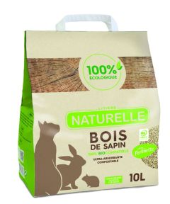 Litière naturelle agglomérante au bois de sapin pour chat  PERLINETTE