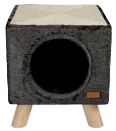 Maisonnette Piloti avec griffoir Anthracite pour chat WOUAPY 30x30x35 cm 