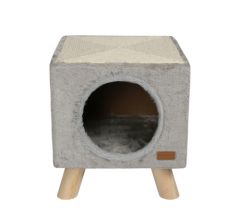 Maisonnette Piloti avec griffoir gris pour chat WOUAPY 30x30x35 cm 