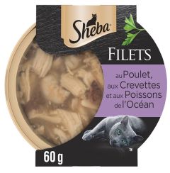 SHEBA  Filets au Poulet, aux crevettes et aux poissons pour chat