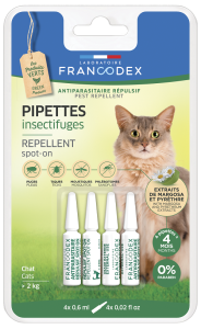 Pipettes antiparasitaires répulsives pour chats FRANCODEX