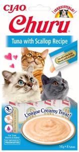 INABA Purée Thon Pétoncle Churu pour chat 14 g x 4