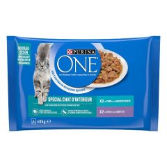 PURINA ONE Chat d’intérieur Sachets fraîcheurs en sauce Thon et Veau