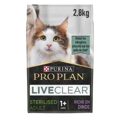 PURINA PRO PLAN Croquettes chat LIVECLEAR  Adulte Stérilisé Dinde