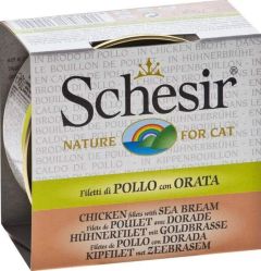 SCHESIR Pâtée chat Poulet avec daurade en bouillon