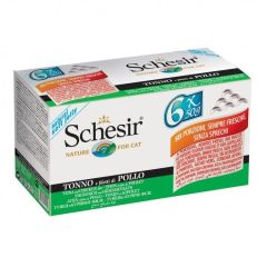 SCHESIR Terrine Thon et Filets de poulet en boîte pour chat