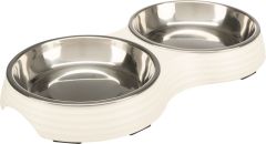 Set de gamelles plates en mélamine et acier inox pour chien TRIXIE