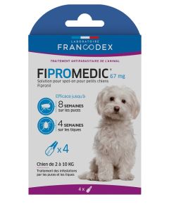 Solution pour spot-on chien de 2 à 10 Kg Fipromedic 67 Mg FRANCODEX
