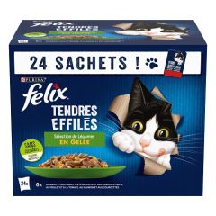 Tendres effilés en Gelée pour chat Sélection Mixte avec Légumes  FELIX  24 x 85 g