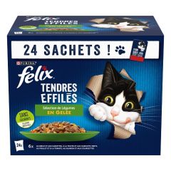 Tendres effilés en Gelée pour chat Sélection Mixte avec Légumes FELIX 24 x 85 g