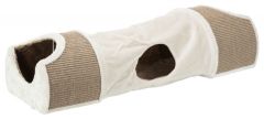 Tunnel à griffer avec 2 abris peluche et sisal pour chat TRIXIE 110 × 30 × 38 cm 