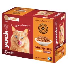 YOCK EQUILIBRE Emincés en gelée poulet et bœuf pour chat