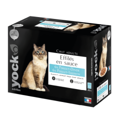 YOCK NUTRITION Effilés en sauce poulet et saumon pour chat